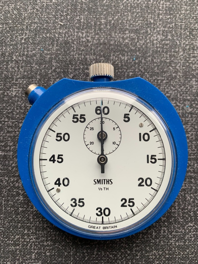 Vintage Blue Smiths Rally Timer Set on an Aluminium Dashboard Panel