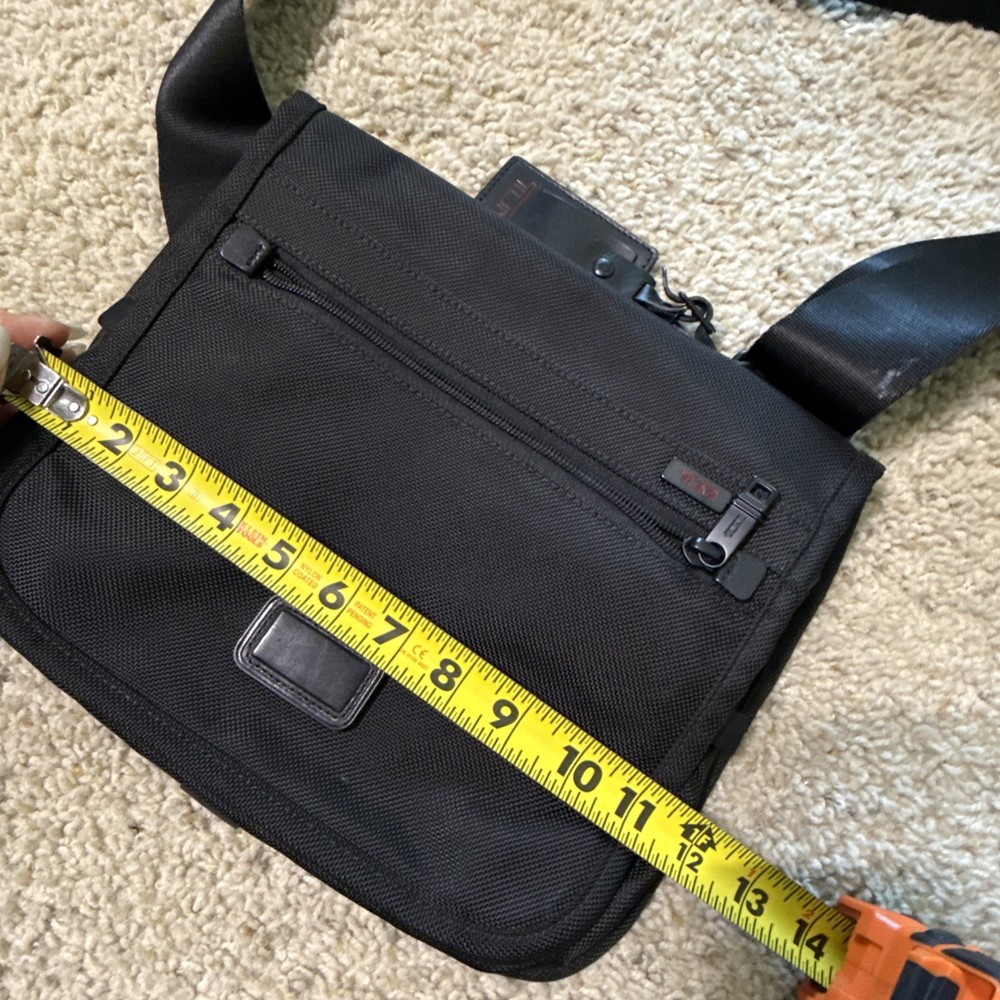 TUMI Black Nylon Alpha Flap Messenger Bag