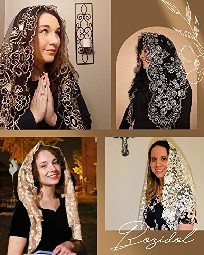 Triangle Catholic Church Mantilla Veils for Religious Christian Floral White