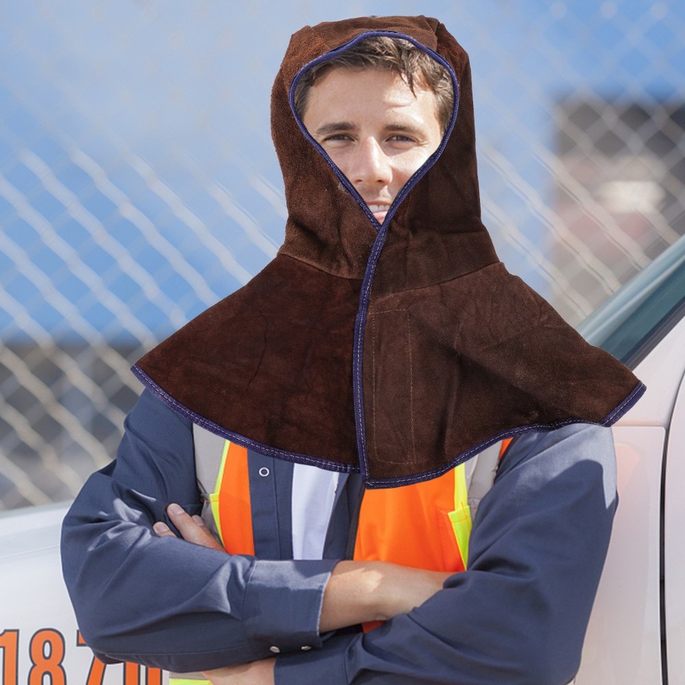 Cowhide Welding Hood Protective Caps With Neck Shoulder Drape