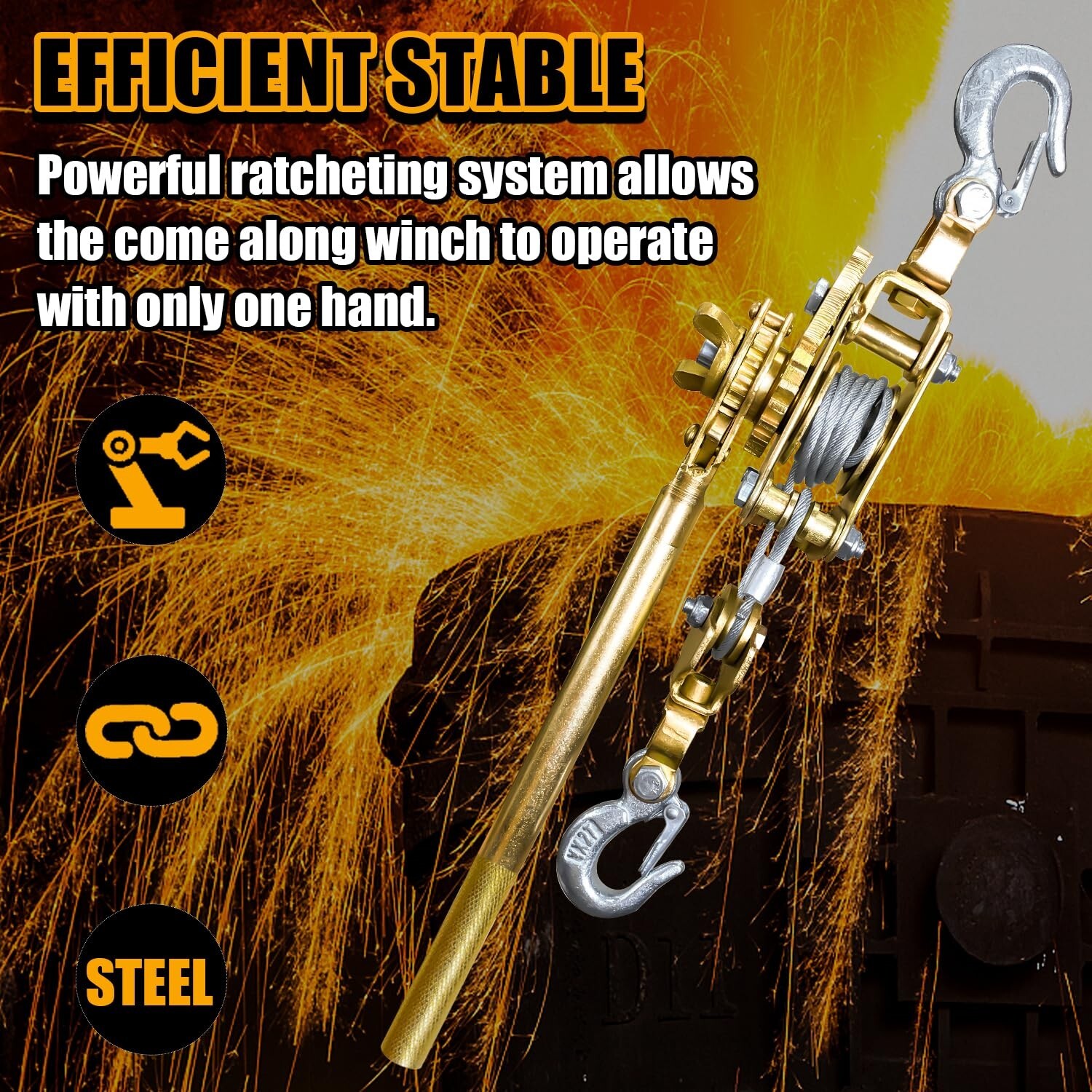 Come Along 2 Ton Enhanced 10FT Cable Winch Puller Heavy Duty Hand Puller 4400LB