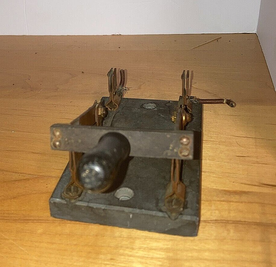 Antique Double Pole Double Throw Copper Switch, Slate Base 5.25" x 3.25"