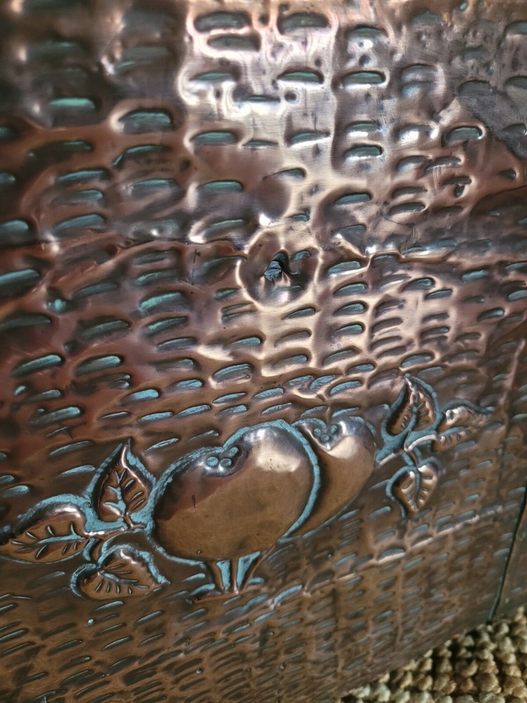 Arts And Crafts Repousse Copper Coal Or Log Box