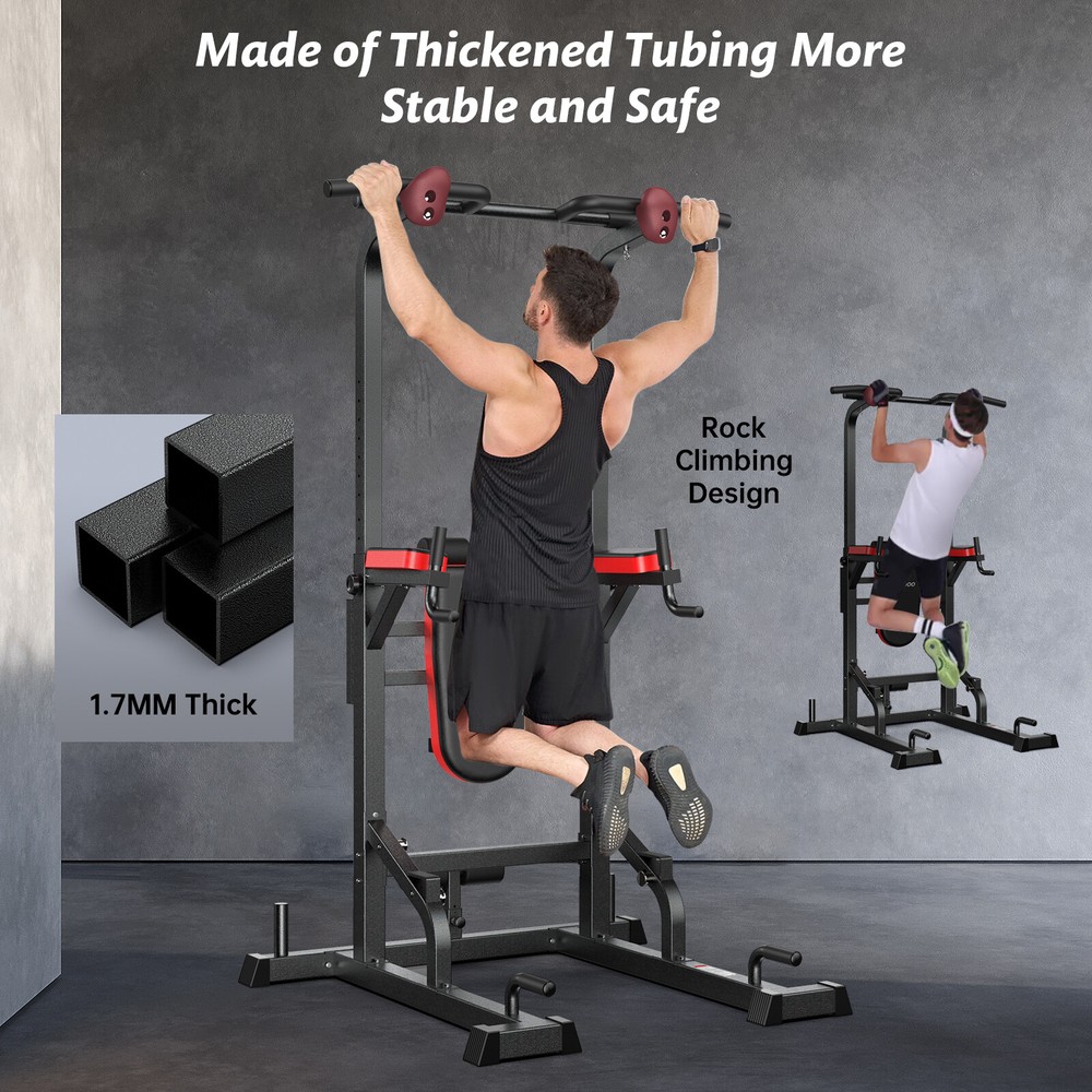 Multifunction Power Tower Dip Station Pull up Bar Power Rack with Incline Bench