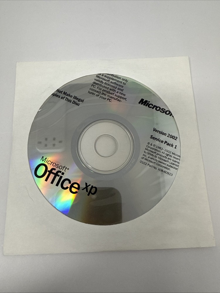 Microsoft Office XP Sealed 2002 Service Pack 1 Disc