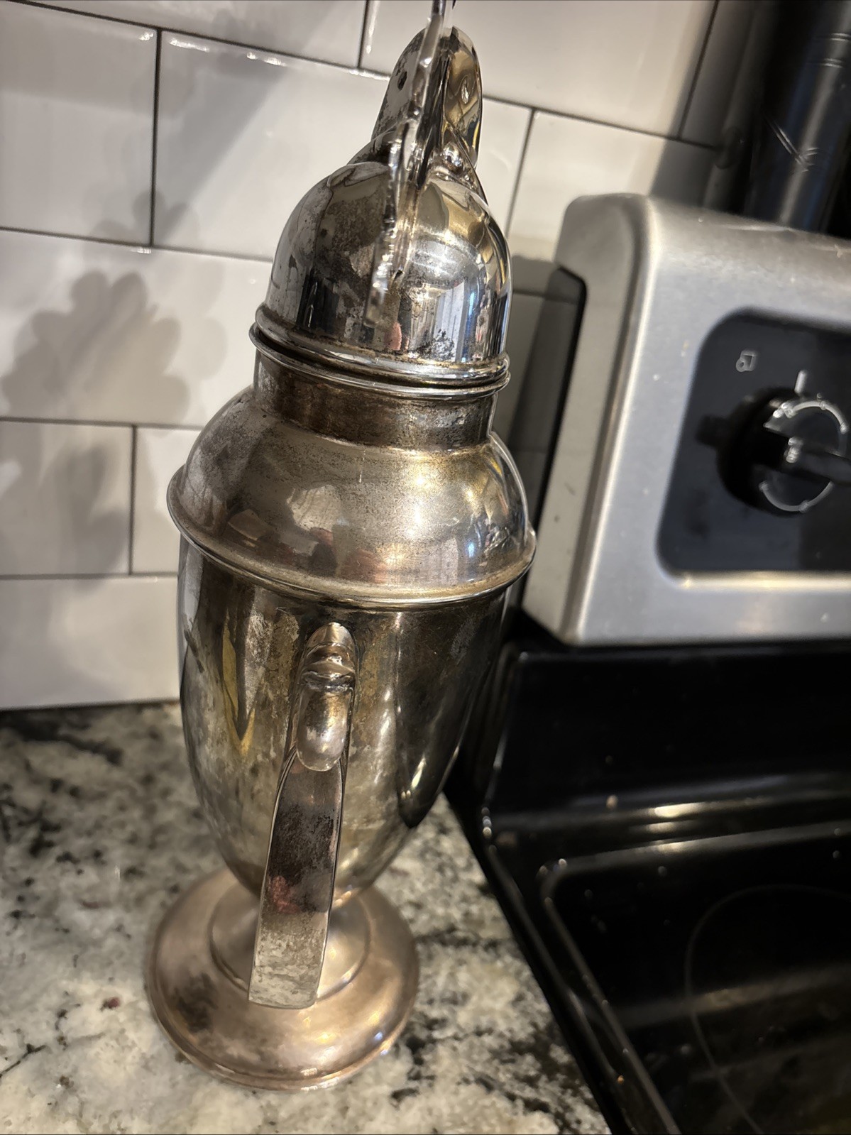 Vintage Rooster Head Cocktail Shaker Silver Plated