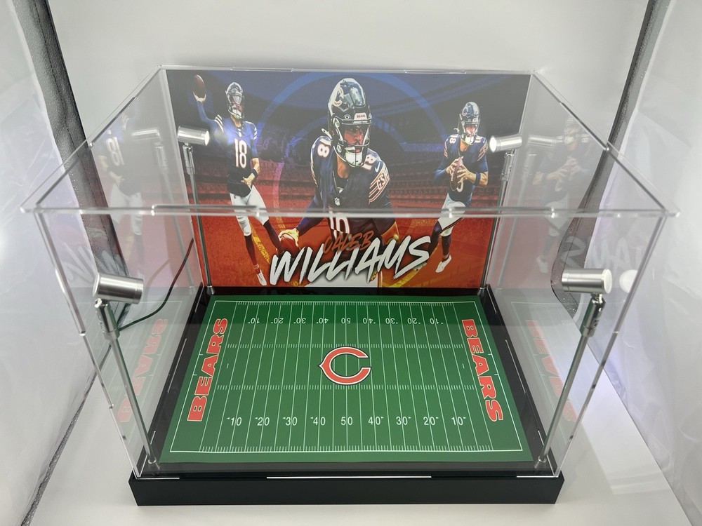 Caleb Williams Custom Full Size Helmet Display With LED Lights - Bears