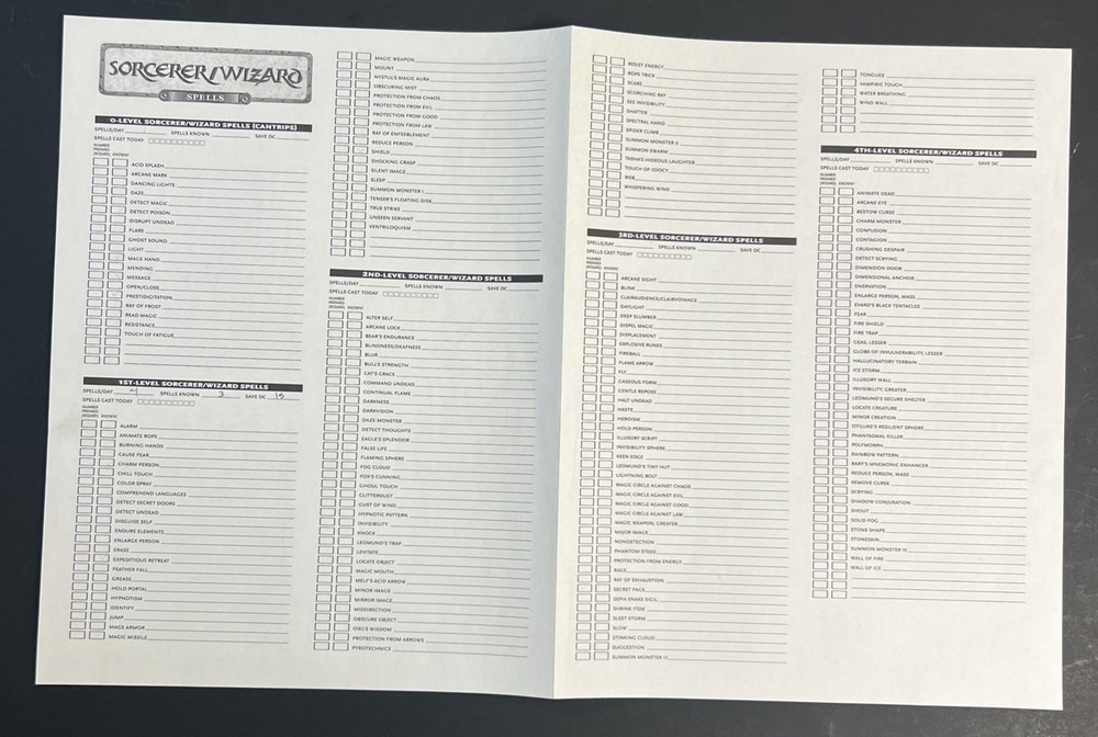 2004 Dungeons And Dragons Folder And Character Sheets. Folder Has Some Flaws