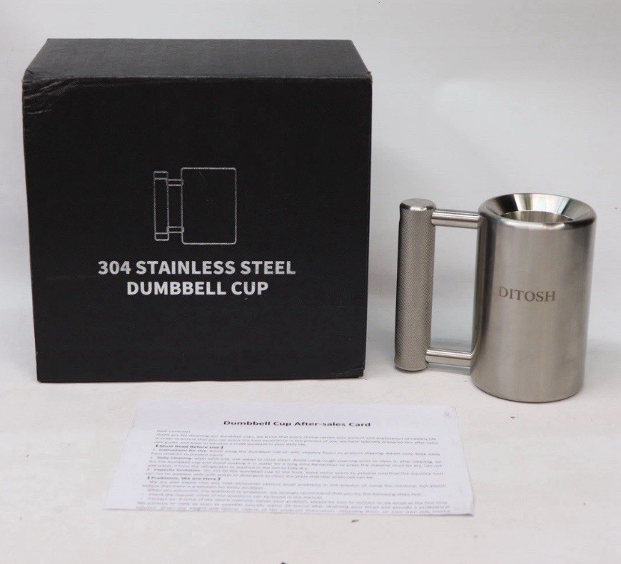 8kg 17.6lb Heavy Coffee Mug Challenge 304 Stainless Steel Dumbbell Cups Silve...