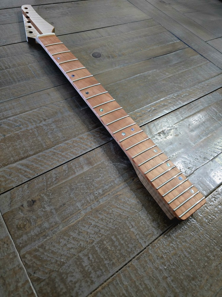 Guitar Neck, Cherry on Flame Maple and Sapele