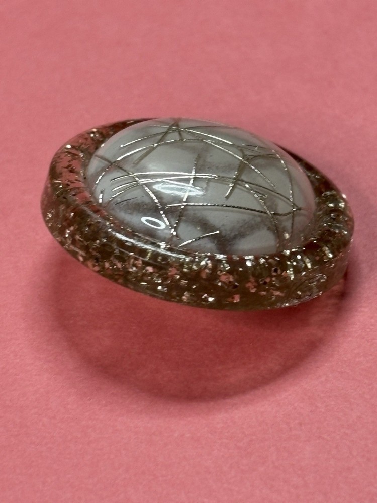 Vintage Large Glitter Lucite Button, 1 1/4"
