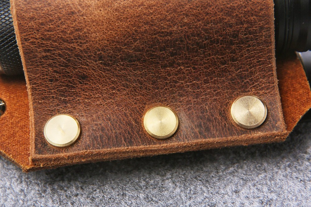 Personalized leather flashlight holster rustic leather flashlight belt holder