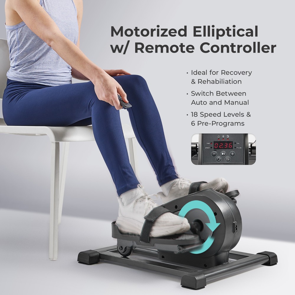 Smart Motorized Mini Under Desk Elliptical Trainer with Remote Control 18 Speed