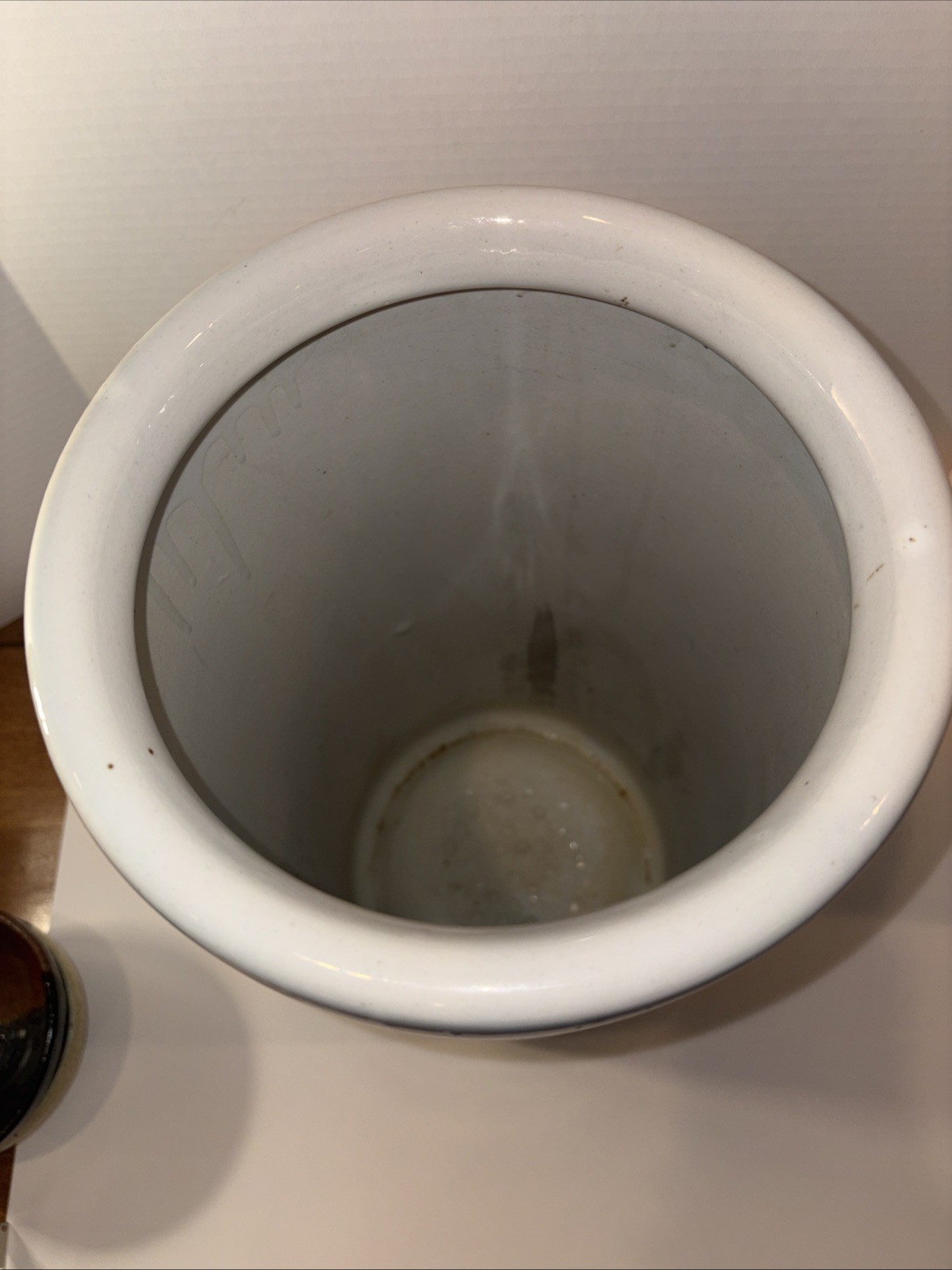 Vintage Umbrella Stand Blue and White Greek Key Chinoiserie Birds Chinese 18”