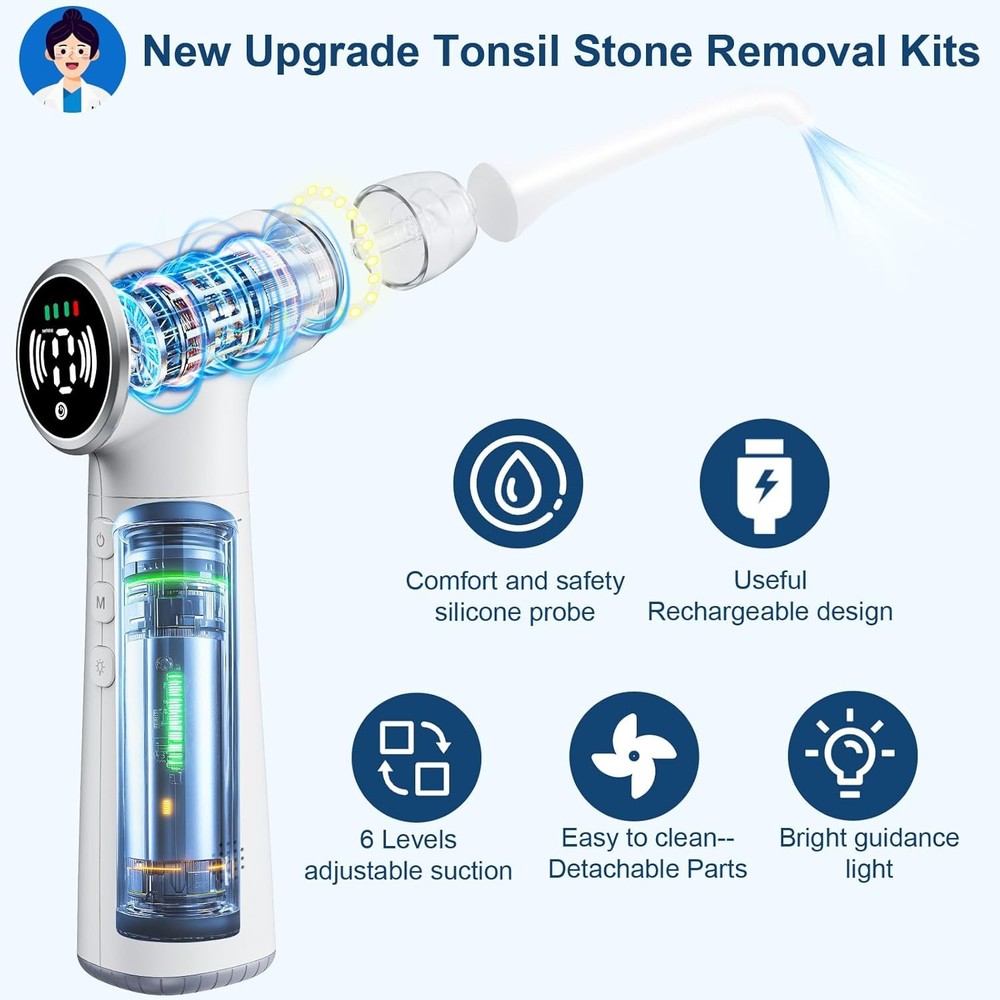 Tonsil Stone Remover Tool, Upgraded Electric Tonsil Stone Removal Kit - with Bui