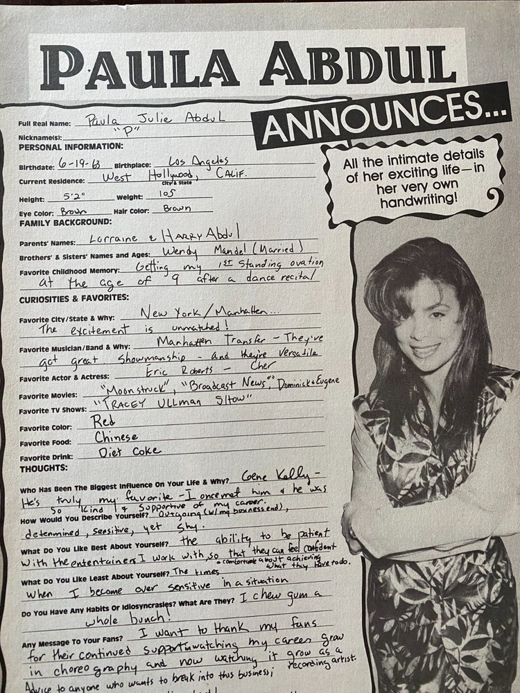 Paula Abdul, Full Page Vintage Clipping