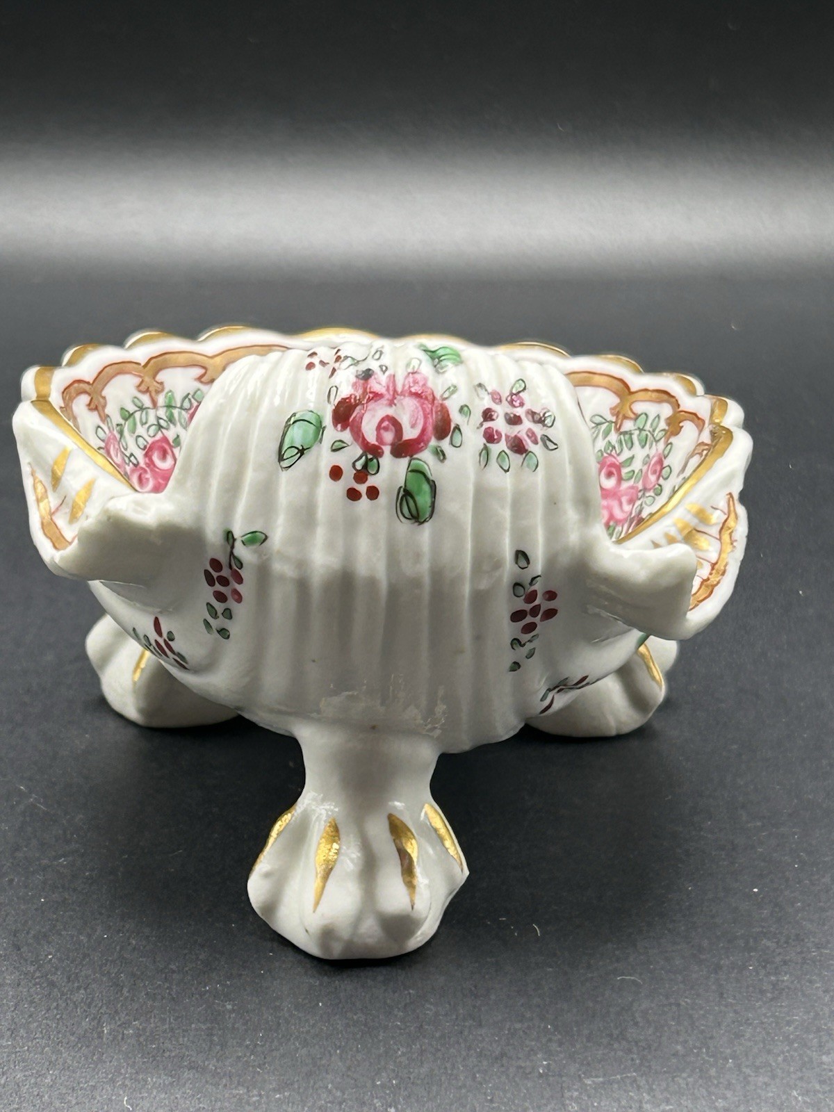 VTG Antique Samson of Paris Fotted Hand Painted Salt Cellar Trinket Dish