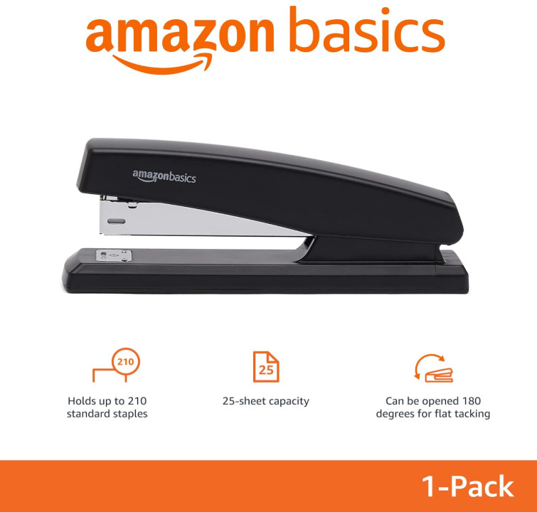 Basics Stapler with 1000 Staples, 25 Sheet, Black