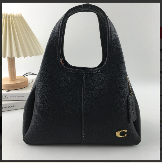 COACH CM545 Lana Shoulder Bag 23 Polished Pebble Leather Black Outlet New