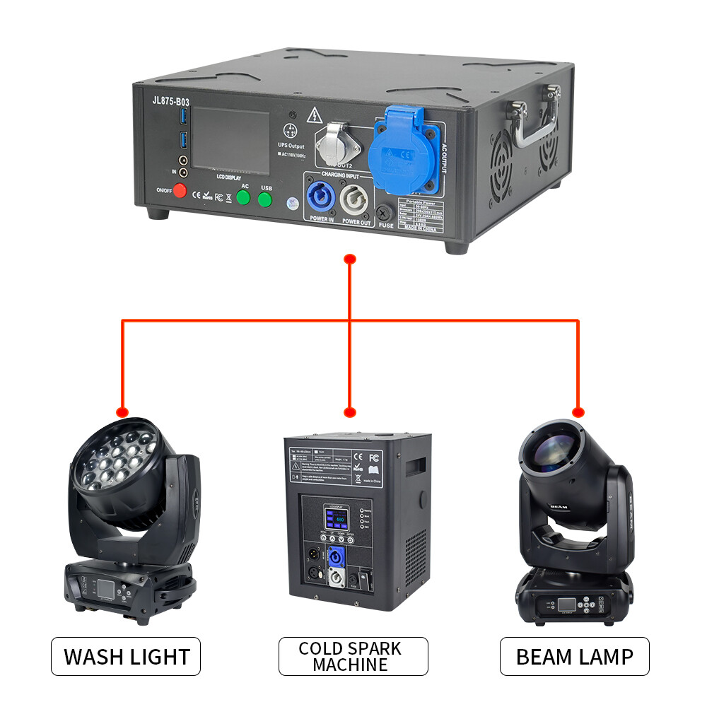 2 Set 1500W Black Powered Base Cold Spark Machine Battery Pack with Flight Case