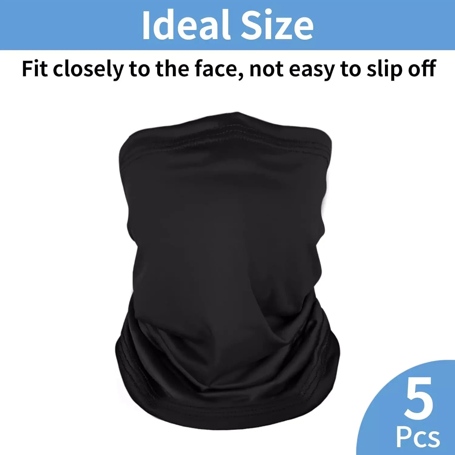 5 Pack Neck Gaiter Face Cover for UV Sun Protection, Breathable Cooling Face Mas