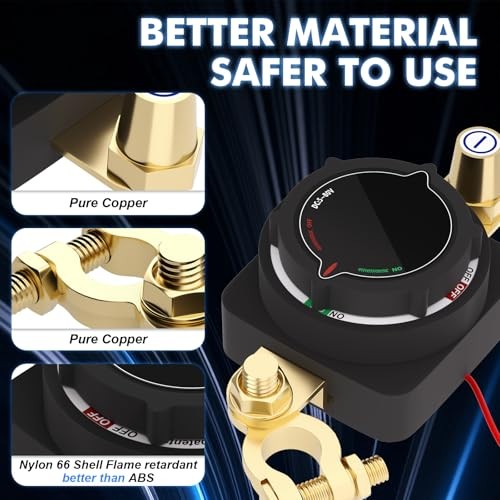 Premium Battery Disconnect Switch with High-Definition LED Voltmeter, DC 5-80V