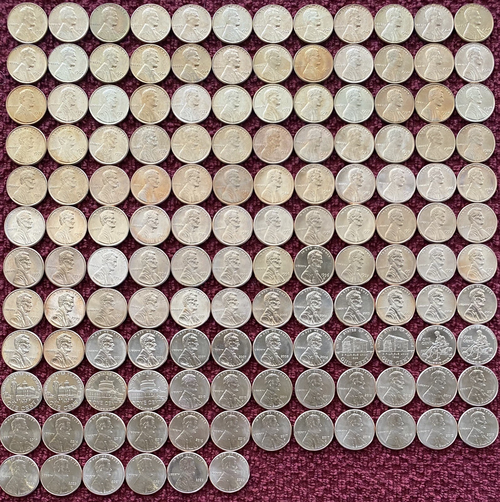 UPGRADED Lincoln MEM/SHIE Cents BU - Complete Set Of 142 Coins-1959 - 2024 P/D/S