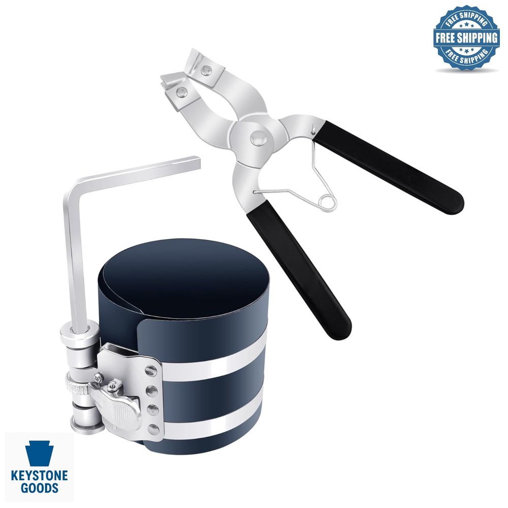 Adjustable Piston Ring Compressor & Installer Set for Car Engines