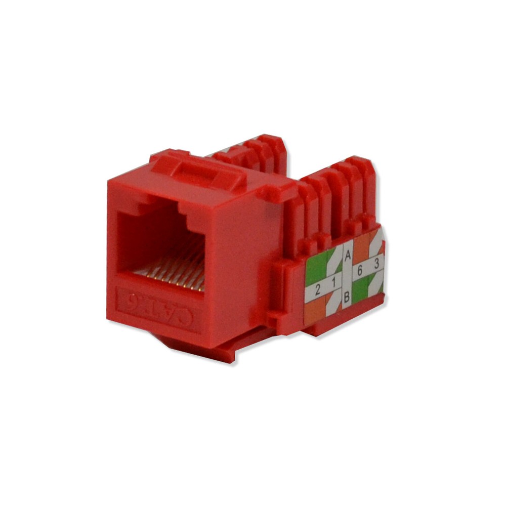5 pack lot Keystone Jack Cat6 Network Ethernet 110 Punchdown 8P8C Red