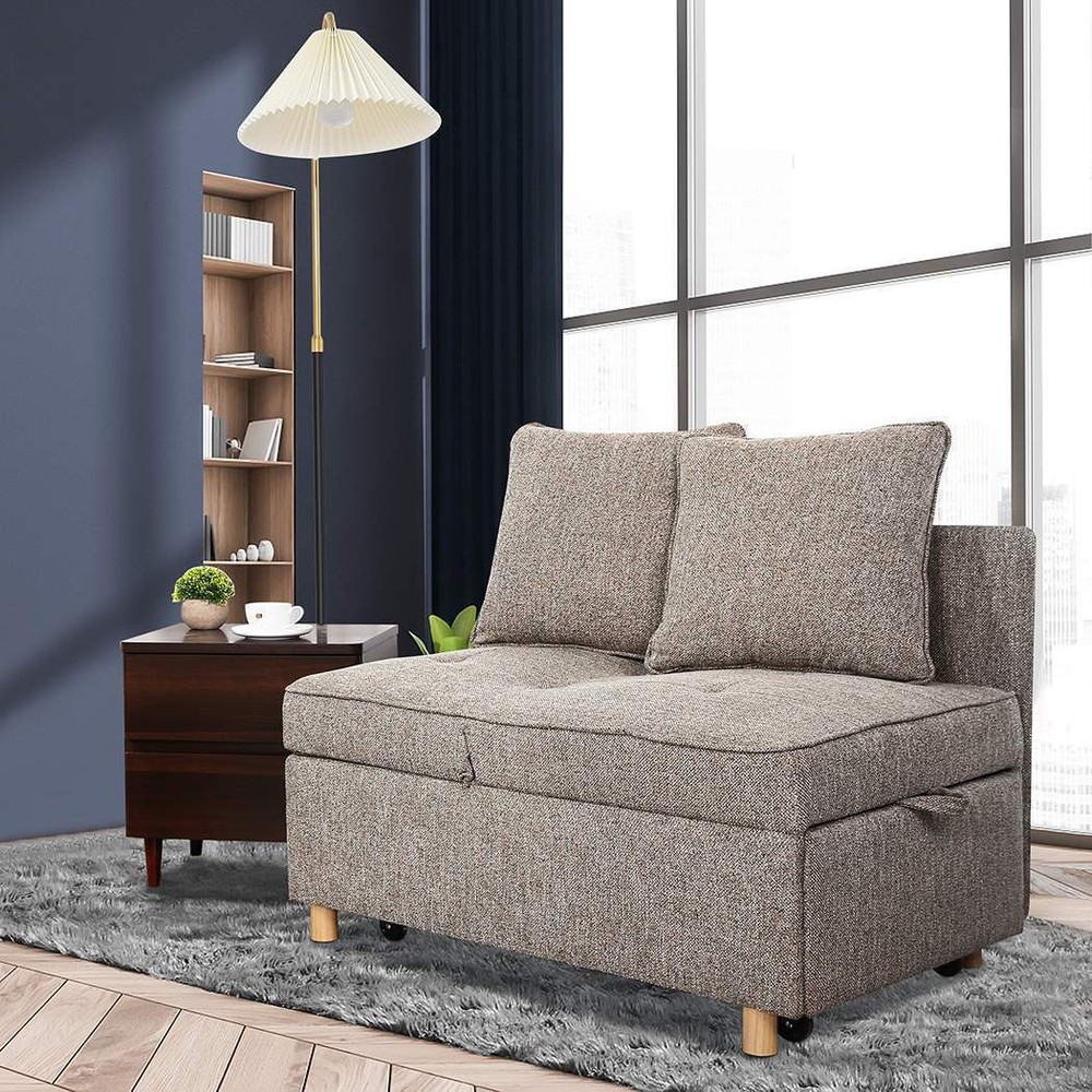 Folding Ottoman Sofa Bed Chair 4-in-1 Sleeper Sofa Adjustable Backrest+2 46