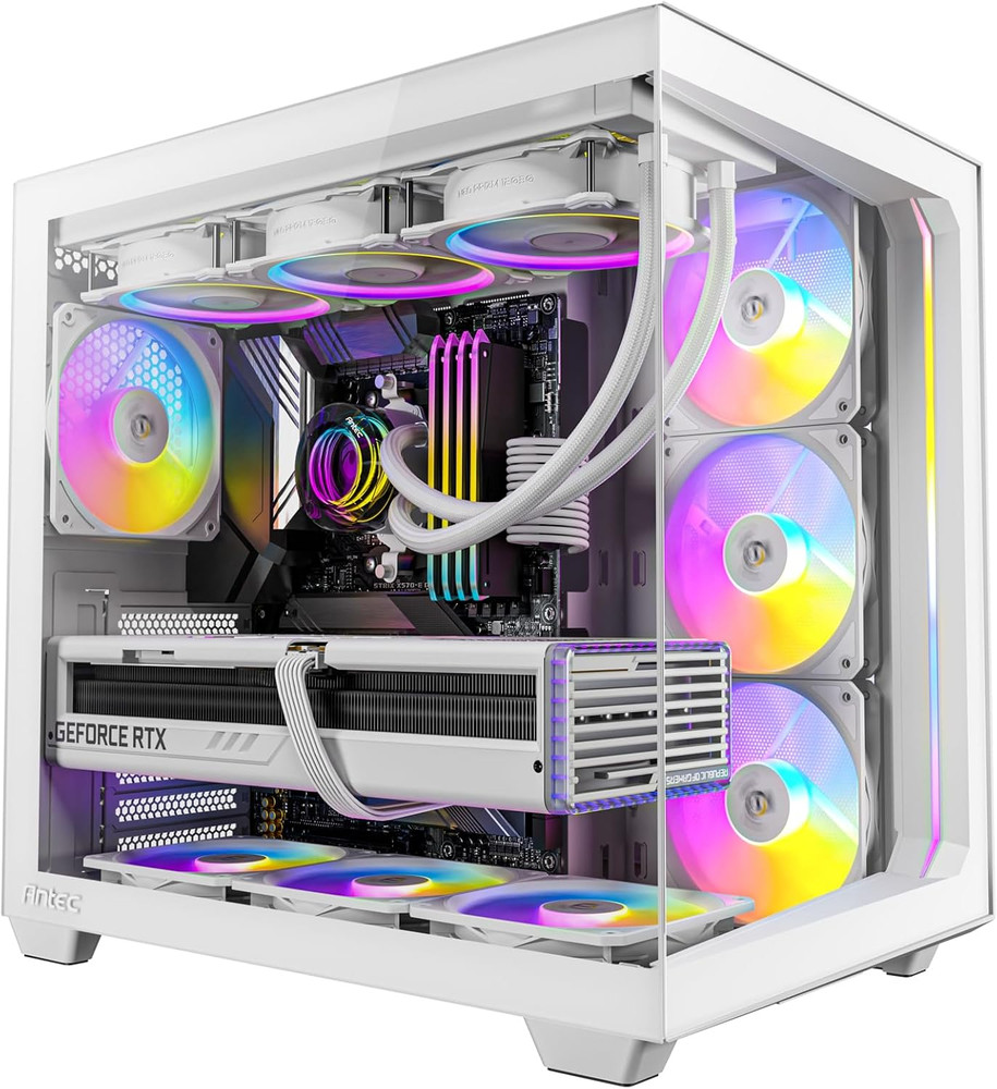C5 ARGB White, Mid-Tower ATX PC Case, Seamless Tempered Glass Front & Side Panel
