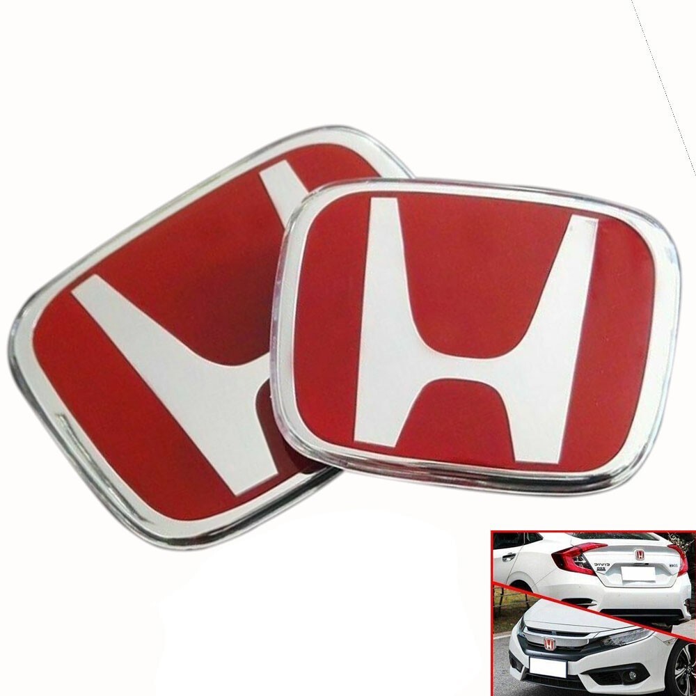 2PCS Front Rear Red H Emblem Badge Logo For 2016-21 Honda CIVIC SEDAN 4DR NEW US