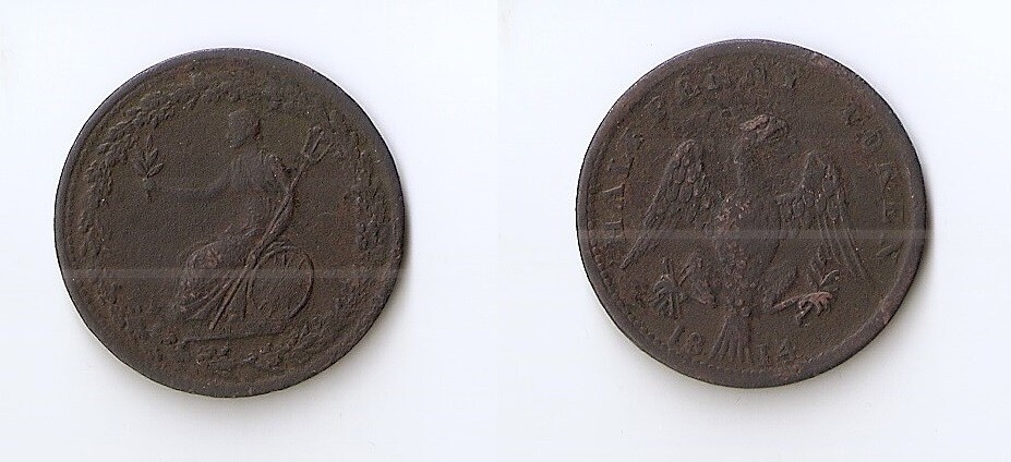 Canada, Upper Canada 1/2 penny token 1814 Spread Eagle High grade!!!