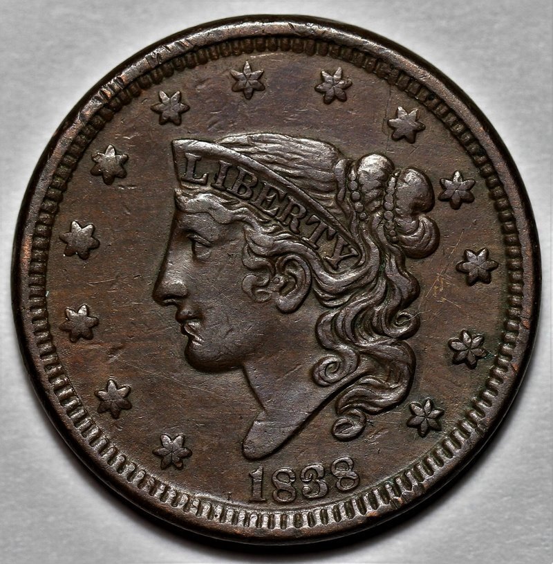 1838 Coronet Head Large Cent - US 1c Copper Coin