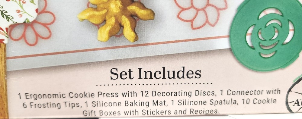 34 Piece Cookie Baking Set Cookie Press 12 Decor Discs Gift Boxes Frosting Tips