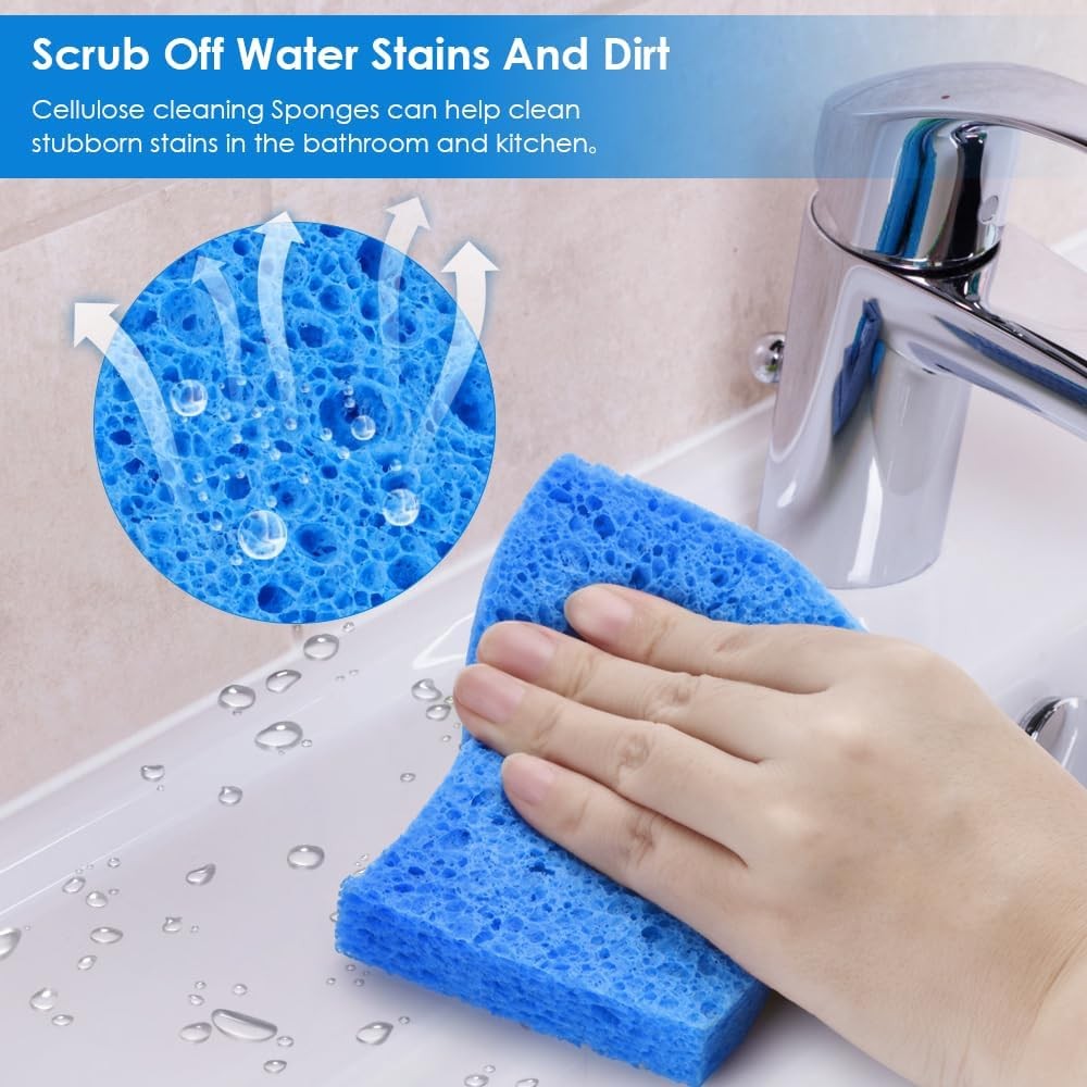 8PCS Dish Sponges Kitchen, Premium Blue Dish Washing Kitchen Sponge, Compressed