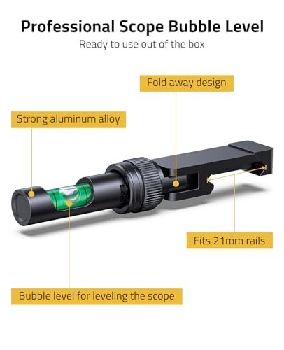 Precision Scope Leveling Kit - Foldable Anti-Cant Bubble Level Tool for Picatinn