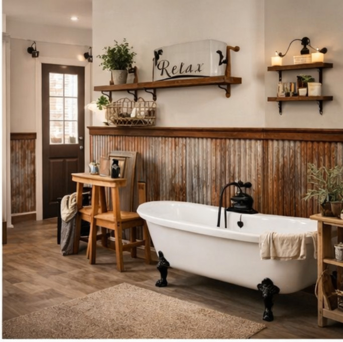 (30 sq.ft.) 5 pcs 3' x 2'  RECLAIMED CORRUGATED BARN ROOFING TIN