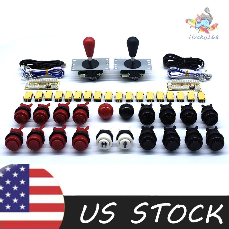 2 Players Arcade Buttons and Joystick HAPP Kit Controller USB Encoder MAME DIY