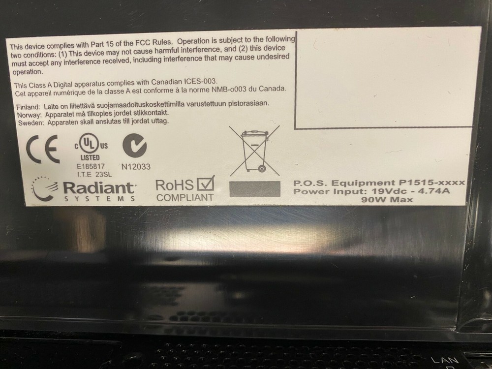 Wall Mount Radiant Aloha P1515 POS System