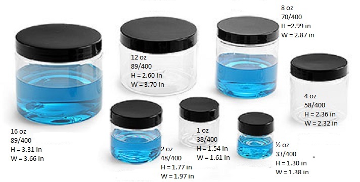 100sets - 1 oz Clear Basic Jar 38/400 PET w/ CHOICE of caps-100sets FREE SHIPP