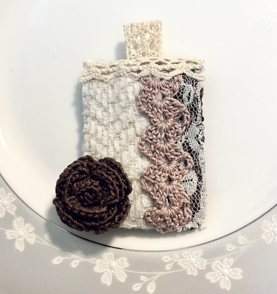 Junk Journal Tag, Textile Art, Ornament