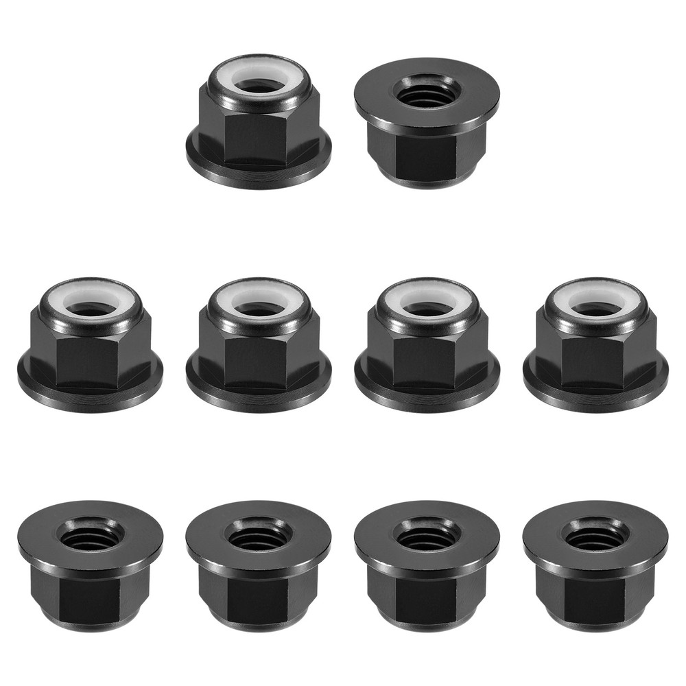 Nylon Insert Hex Lock Nuts, 10pcs - M8x1.25mm Self-Locking Nut(Black)