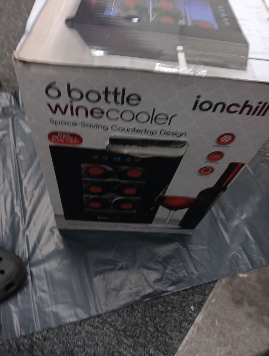 Ionchill 6 Bottle Wine Cooler Countertop Fridge Black LED Display 15lb Unit