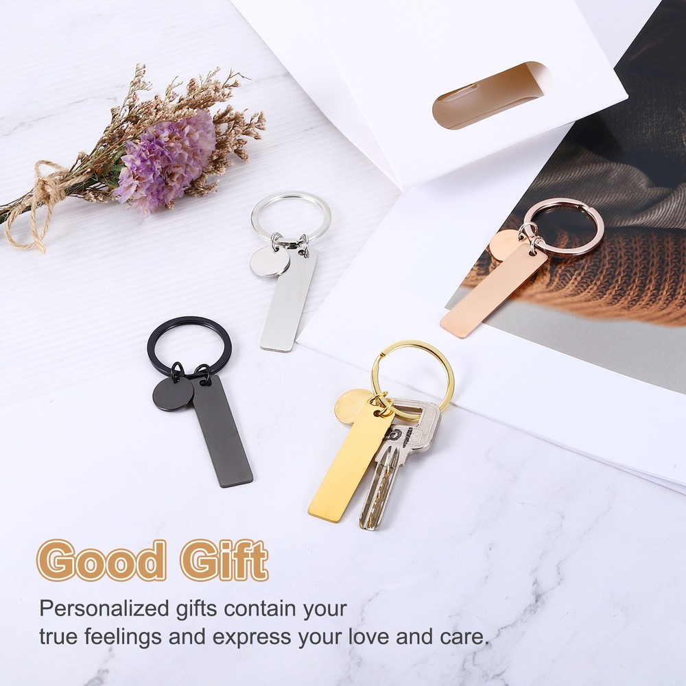 15Pcs Metal Engraving Keychain Blanks, Gold Tone(Rectangular)