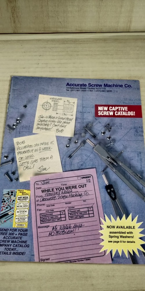 1990s Accurate Screw Machine Co. Captive screw catalog C3