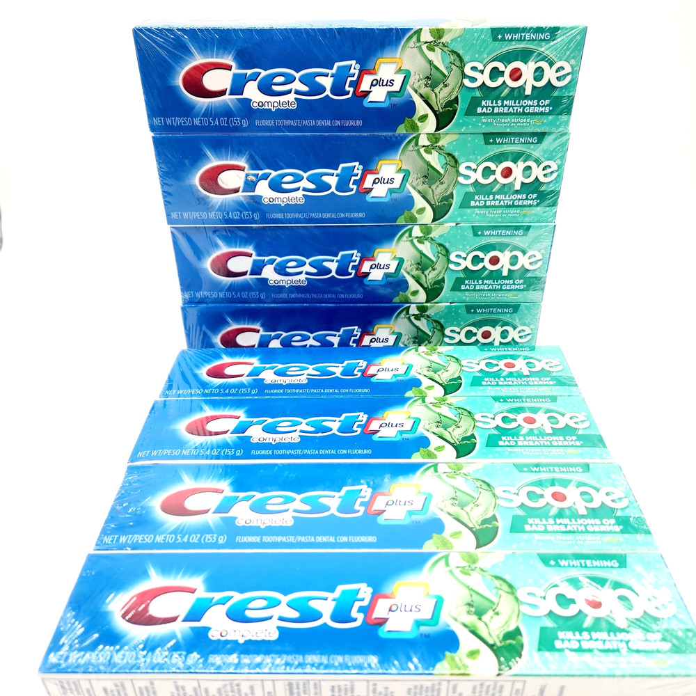 Crest Complete Scope Active Foam Toothpaste 5.4oz 8 Pack Mint Exp 03/26