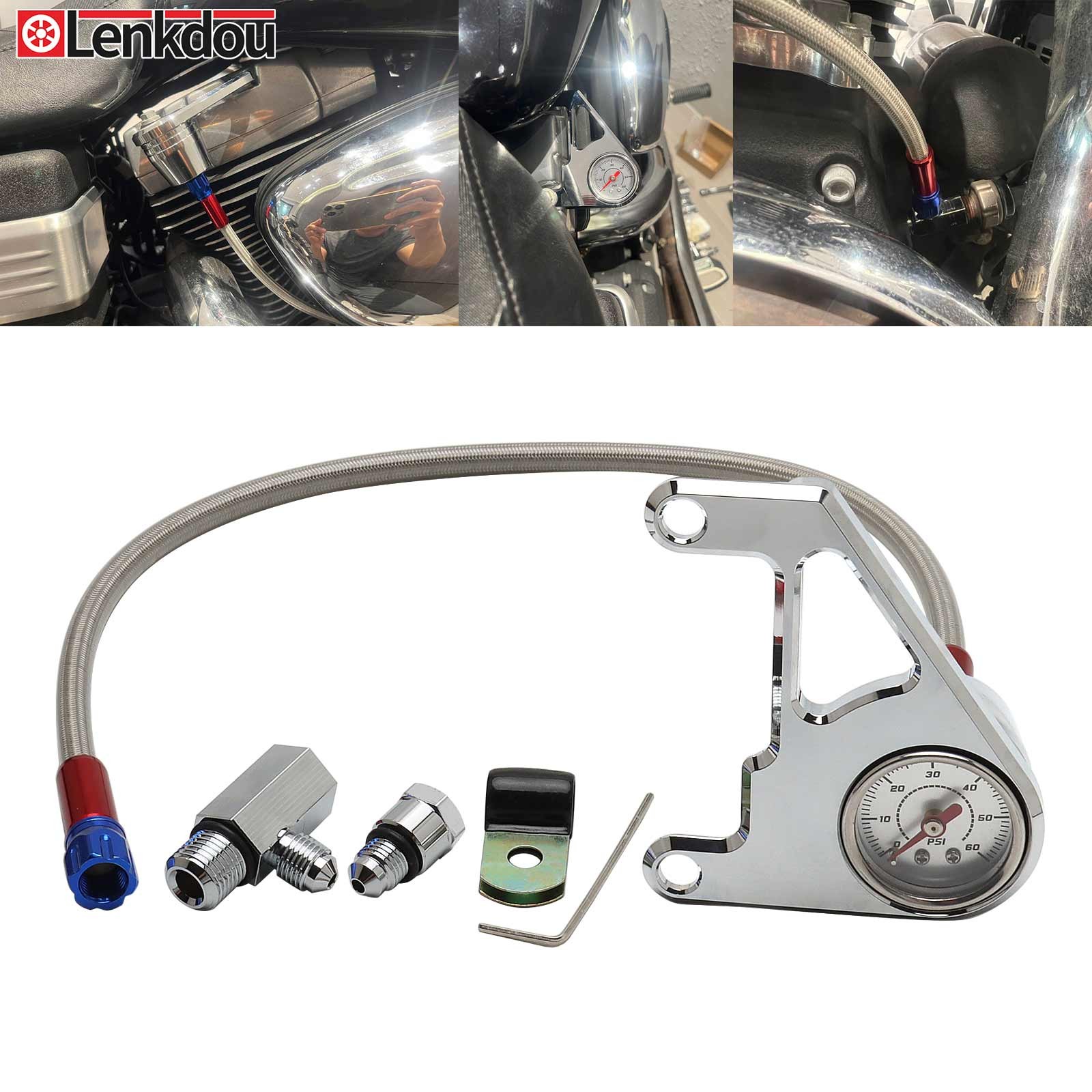 Chrome Oil Pressure Gauge Kit For Harley Twin Cam Touring Dyna Softail 1999-2017