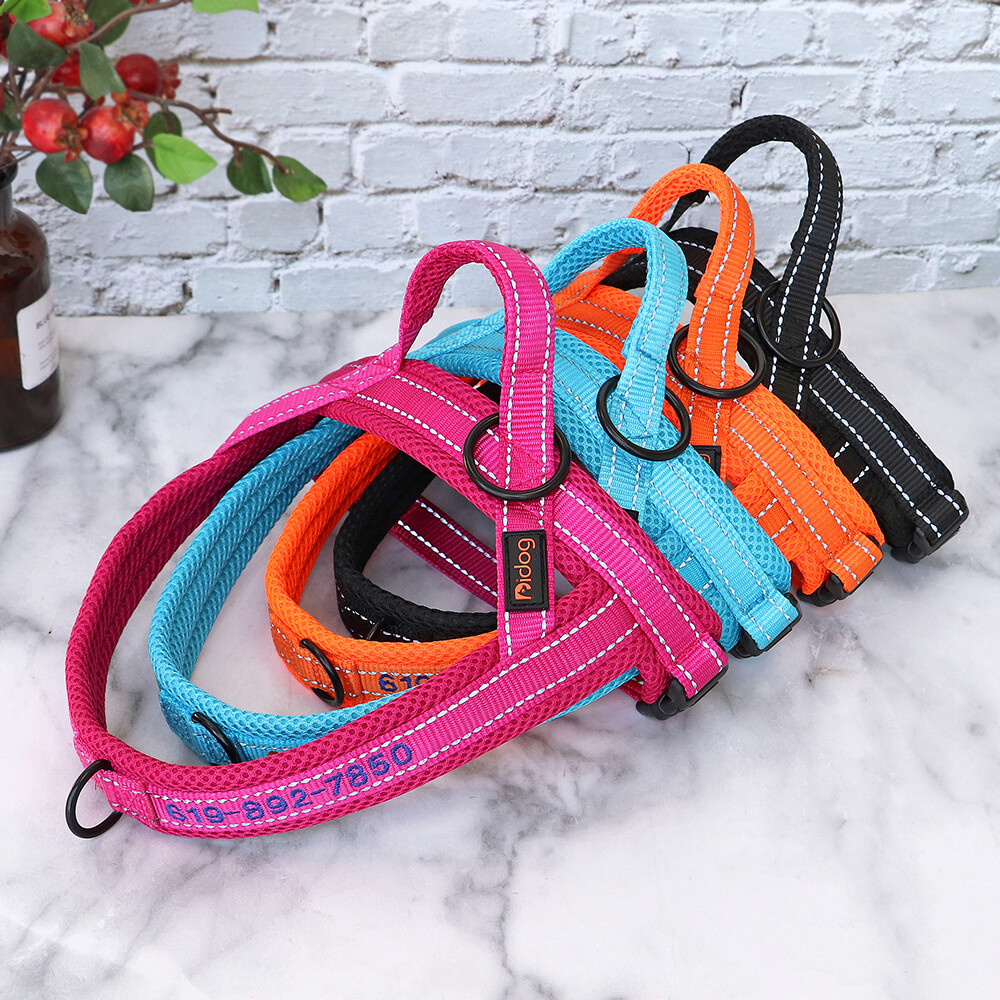 Personalized Embroidered Dog Harness Reflective Nylon No Pull Vest Custom Name