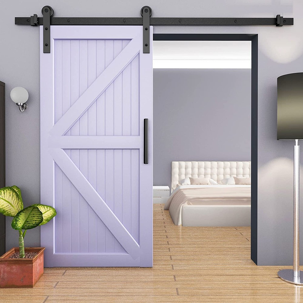 YIGOLD 6FT SLIDING BARN DOOR TRACK SYSTEM KIT HARDWARE SET FLAT TRACK